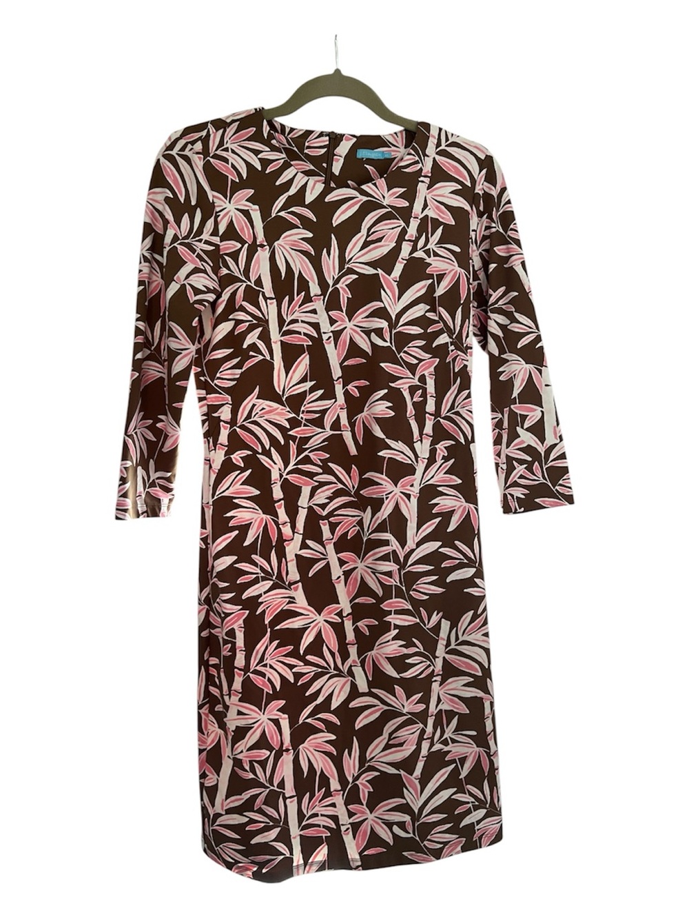 J. McLaughlin Sophia Dress Bamboo Grove Brown & Pink Catalina Cloth Size XS